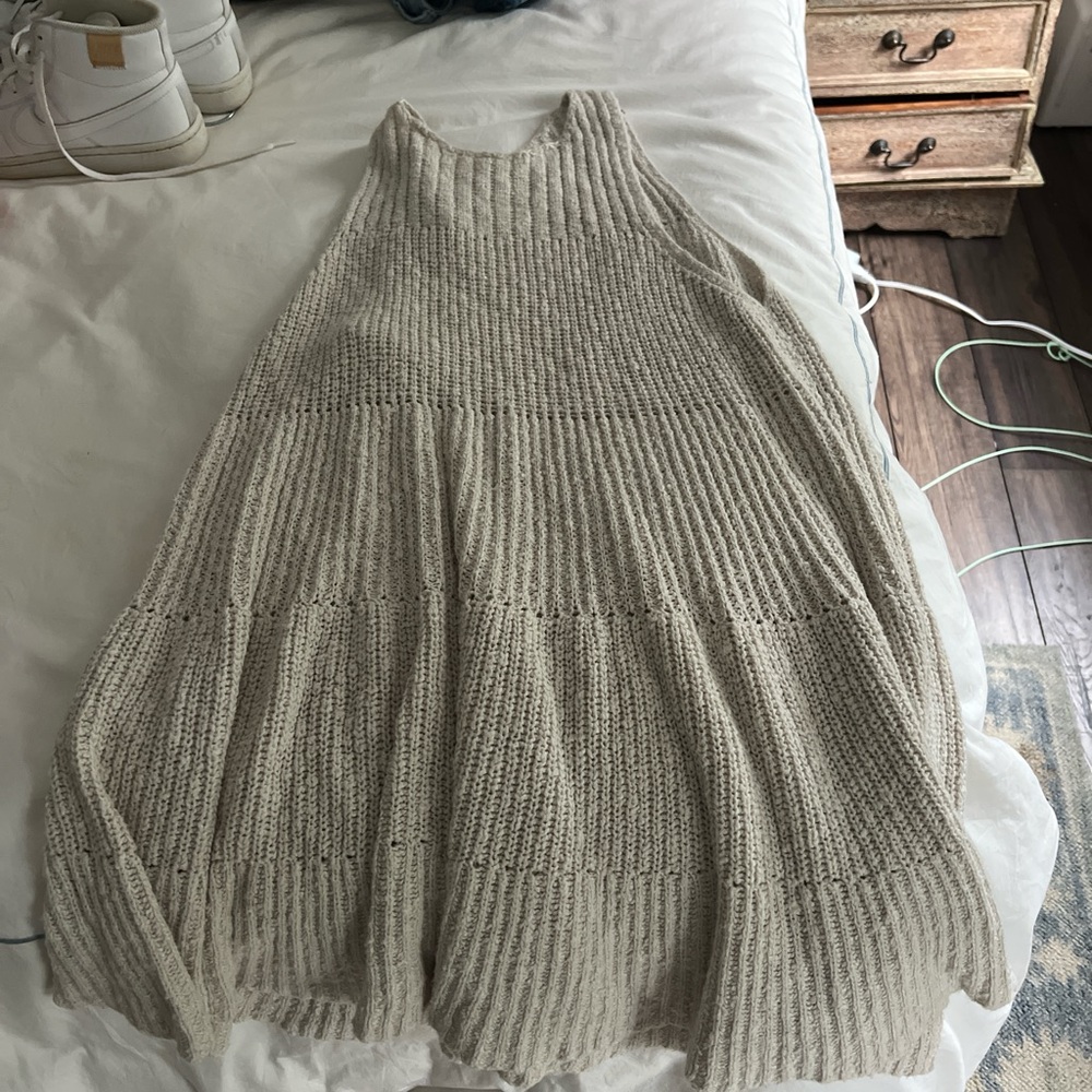 Free People Cream Knit Midi Dress